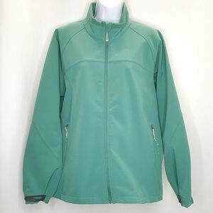 Black Diamond Soft Shell Jacket Sz XL Green Seafoam Collar Pockets Poly Spandex